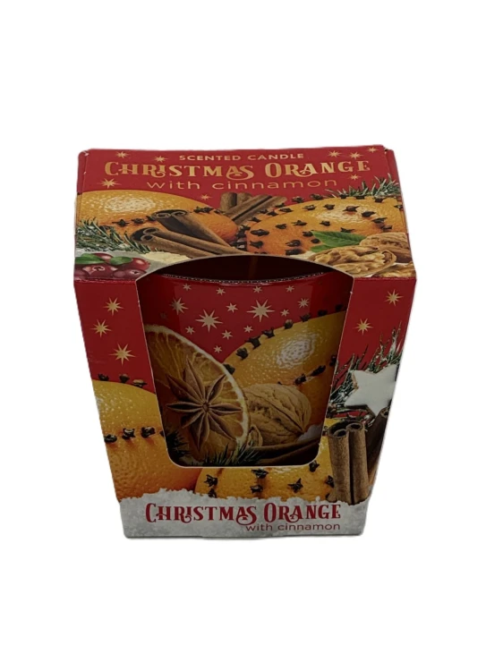 ŚWIECA ZAPACHOWA W SZKLE  CHRISTMAS ORANGE CINNAMON  115 G  / 1 szt.