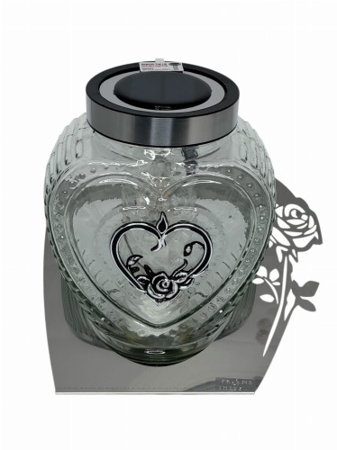 ZNICZ SOLARNY SZKLANY SERCE LS 20-1 S  PODSTAWA SREBRNA  / 1