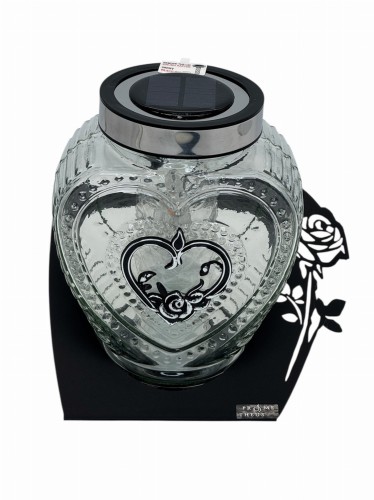 ZNICZ SOLARNY SZKLANY SERCE LS 20-1 C  PODSTAWA CZARNA  / 1