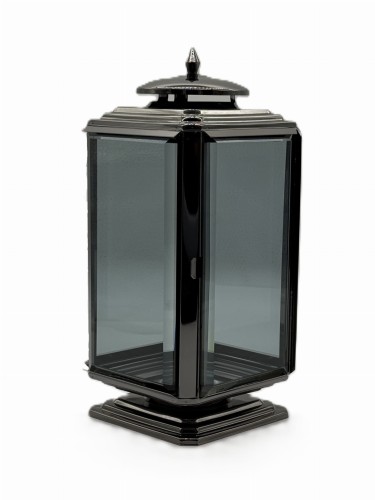 ZNICZ METALOWA LATARNIA SZKLANA LS-1  PARIS I  CZARNA  / 1