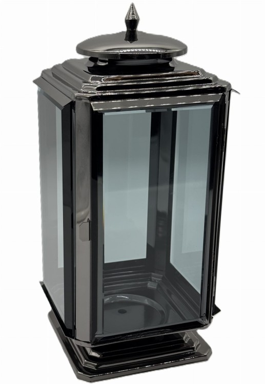 ZNICZ METALOWA LATARNIA SZKLANA LS-1  PARIS I  CZARNA  / 1