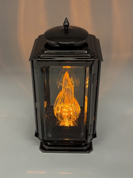 ZNICZ METALOWA LATARNIA SZKLANA LS-1  PARIS I  CZARNA  / 1