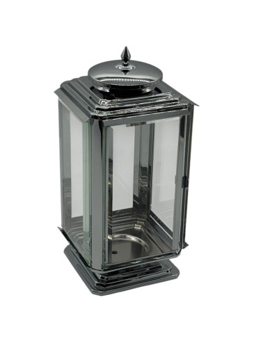 ZNICZ METALOWA LATARNIA SZKLANA LS-1  PARIS I  SREBRNA