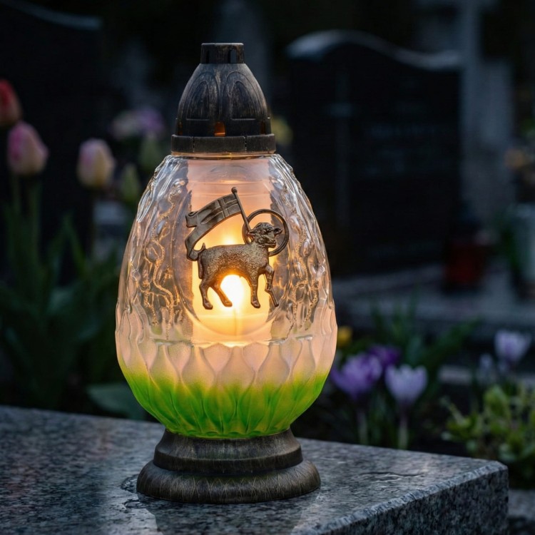 ZNICZ WIELKANOCNY ZIELONY  J - 04 APLIKACJA BARANEK