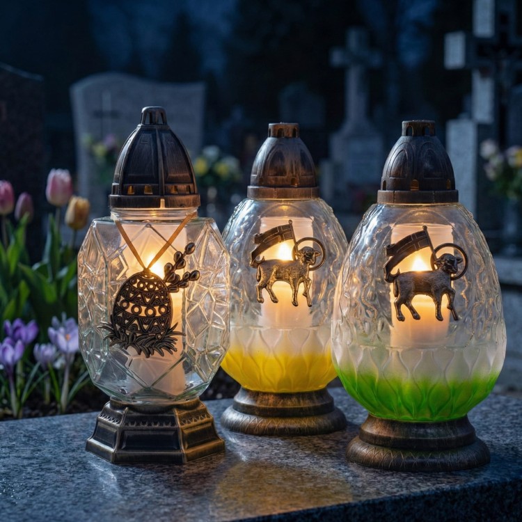 ZNICZ WIELKANOCNY ZIELONY  J - 04 APLIKACJA BARANEK