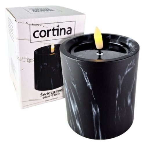 ŚWIECA LED 4/23/NWH - EFEKT MARMURU CZARNY  / 1