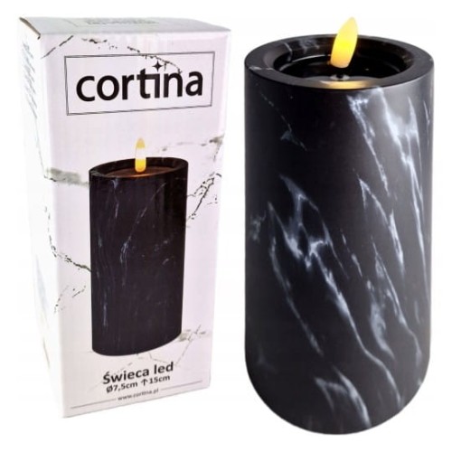ŚWIECA LED 3/23/NWH - EFEKT MARMURU CZARNY  / 1