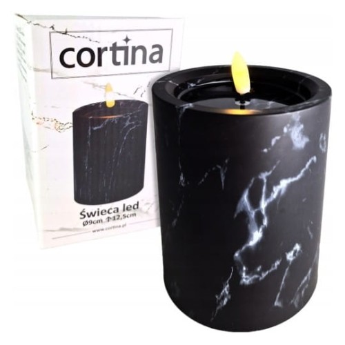 ŚWIECA LED 5/23/NWH - EFEKT MARMURU CZARNY  / 1