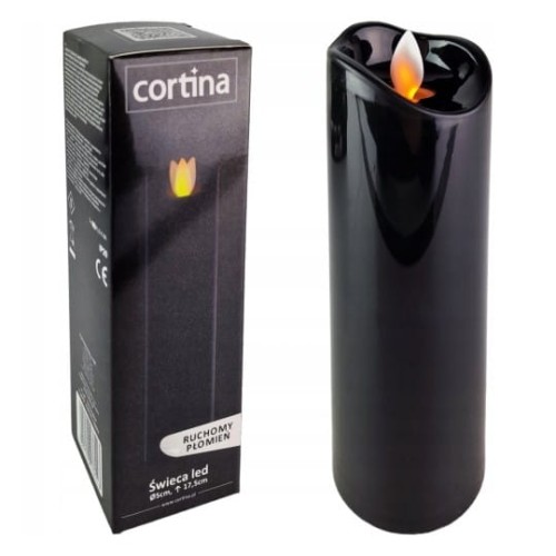 ŚWIECA LED 13/23/WAX  RUCHOMY PŁOMIEŃ - CZARNA