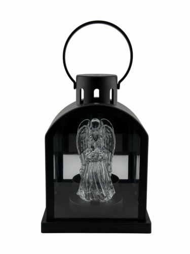 LATARENKA LED 11/24/YZE KOPUŁKA LUSTRO Z ANIOŁEM 18 CM - CZARNA