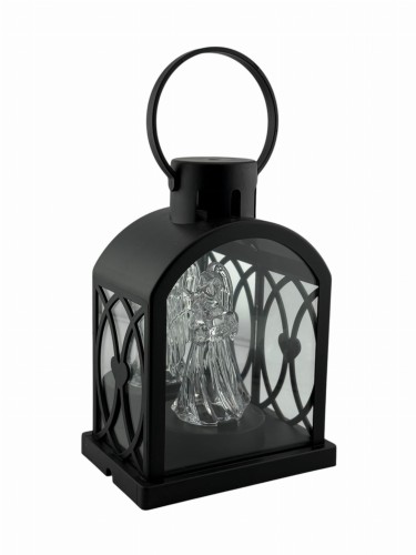 LATARENKA LED 11/24/YZE KOPUŁKA LUSTRO Z ANIOŁEM 18 CM - CZARNA