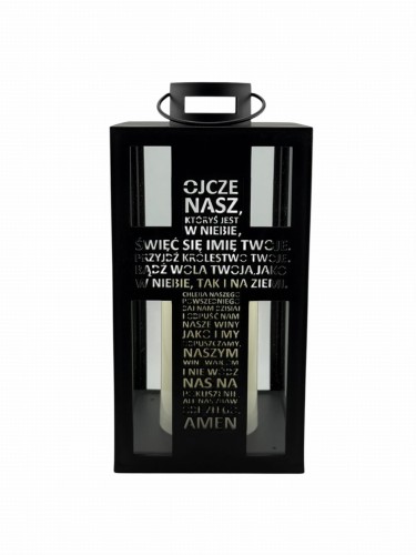 LATARENKA LED 10/24/YZE OJCZE NASZ 27 CM - CZARNA