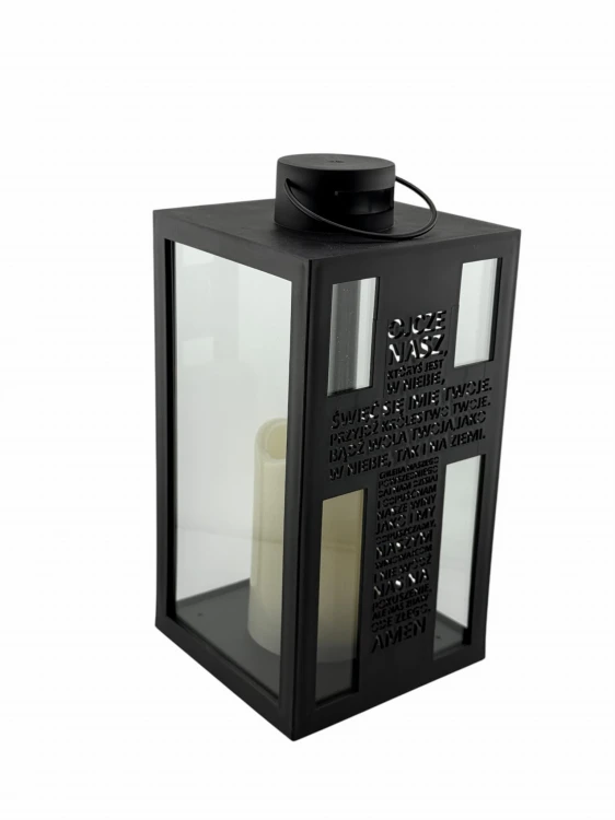 LATARENKA LED 10/24/YZE OJCZE NASZ 27 CM - CZARNA