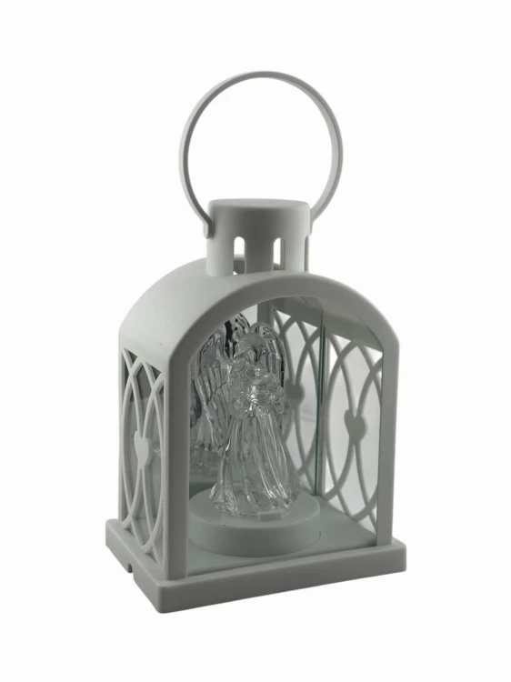 LATARENKA LED 11/24/YZE KOPUŁKA LUSTRO Z ANIOŁEM 18 CM - BIAŁA