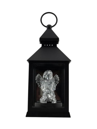 LATARENKA LED 8/18/YZE LUSTRO Z ANIOŁEM 23,5 CM - CZARNA