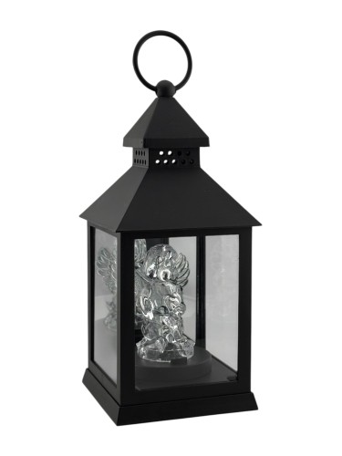 LATARENKA LED 8/18/YZE LUSTRO Z ANIOŁEM 23,5 CM - CZARNA