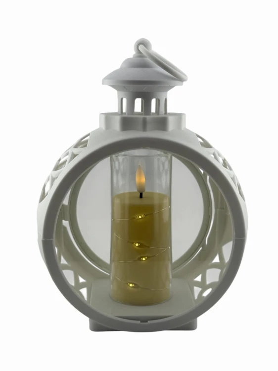 LATARENKA LED 3/24/YZE PUSTA Z DRZWICZKAMI OKRĄGŁA 25 CM - BIAŁA