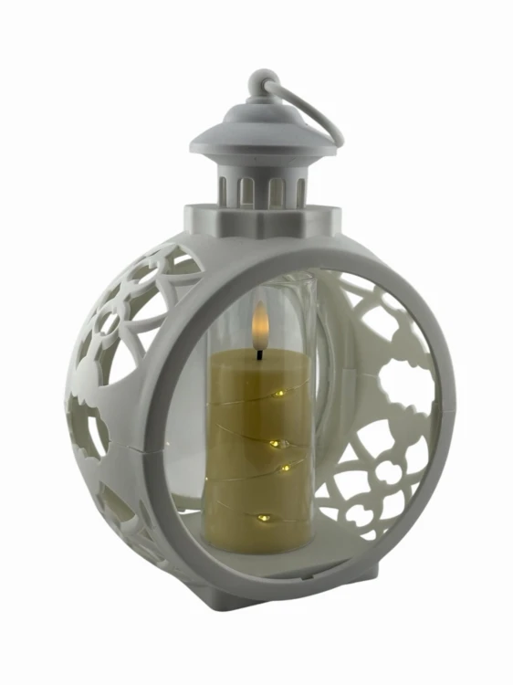 LATARENKA LED 3/24/YZE PUSTA Z DRZWICZKAMI OKRĄGŁA 25 CM - BIAŁA