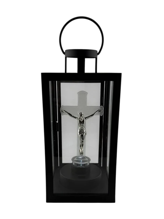LATARENKA LED 6/23/YZE-BKRZ Z KRZYŻEM 21 CM - CZARNA
