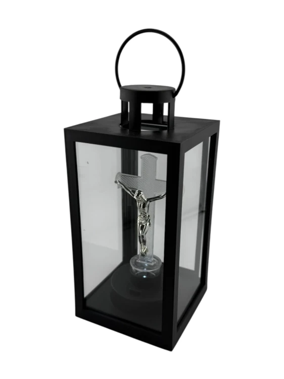 LATARENKA LED 6/23/YZE-BKRZ Z KRZYŻEM 21 CM - CZARNA