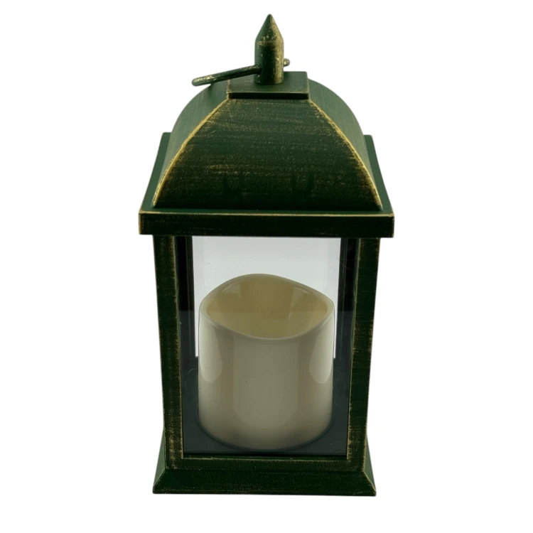 LATARENKA LED 4/25/YZE Z CHOINKĄ I ŚWIECĄ - ZIELONO-ZŁOTA