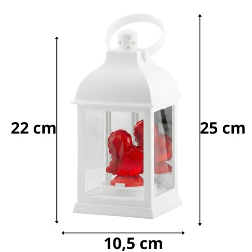 LATARENKA LED 33/23/YZE CZERWONE SERCE  23,5 CM - BIAŁA