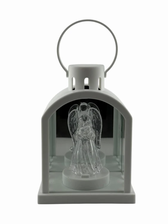 LATARENKA LED 11/24/YZE-BAT KOPUŁKA LUSTRO Z ANIOŁEM 18 CM - BIAŁA