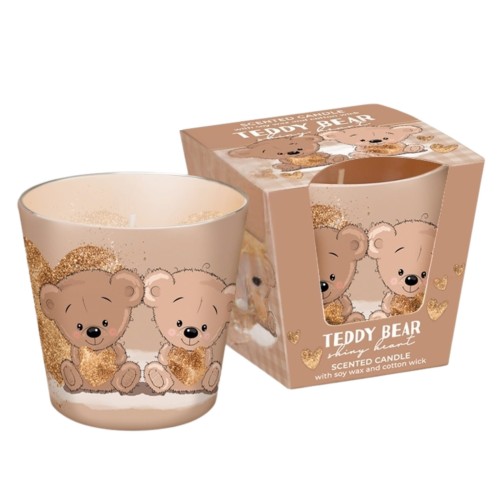 ŚWIECA ZAPACHOWA W SZKLE  TEDDY BEAR SHINY HEART  115 G