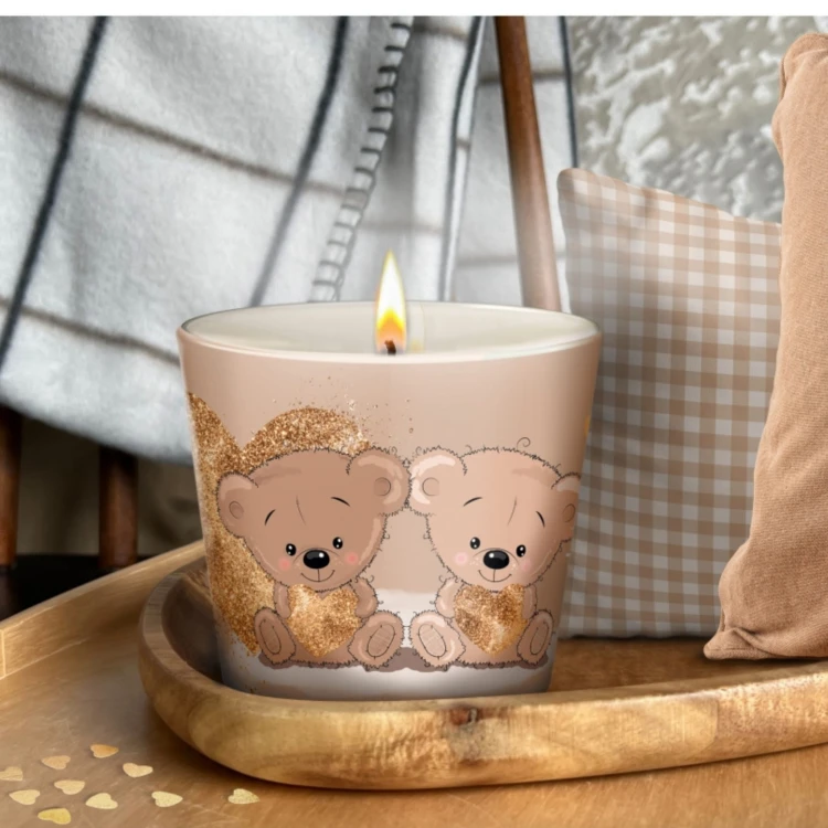 ŚWIECA ZAPACHOWA W SZKLE  TEDDY BEAR SHINY HEART  115 G