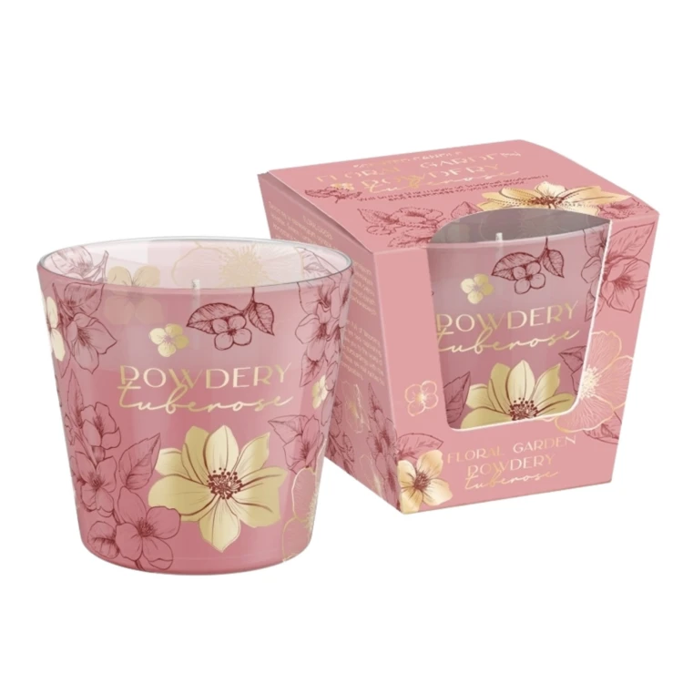 ŚWIECA ZAPACHOWA W SZKLE  FLORAL GARDEN POWDERY  115 G