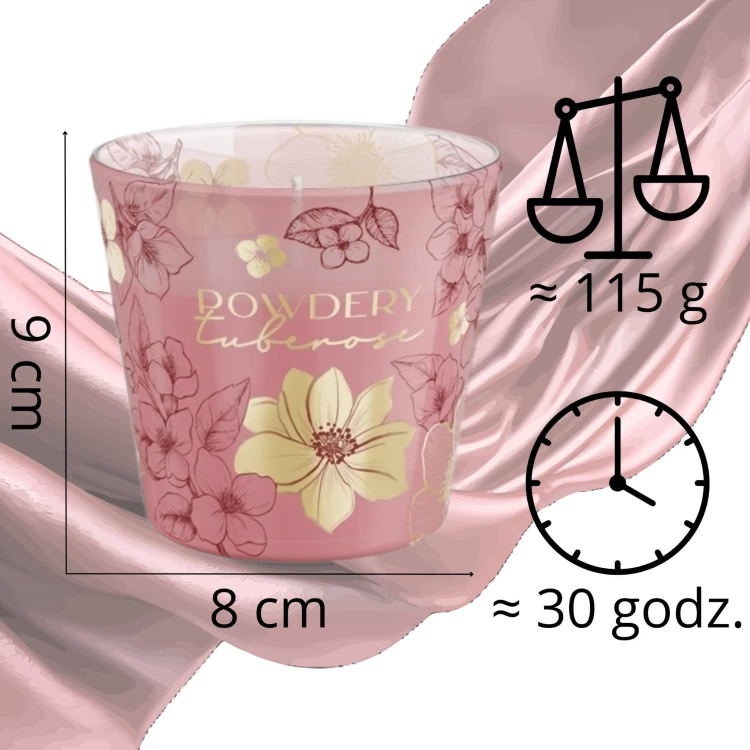 ŚWIECA ZAPACHOWA W SZKLE  FLORAL GARDEN POWDERY  115 G