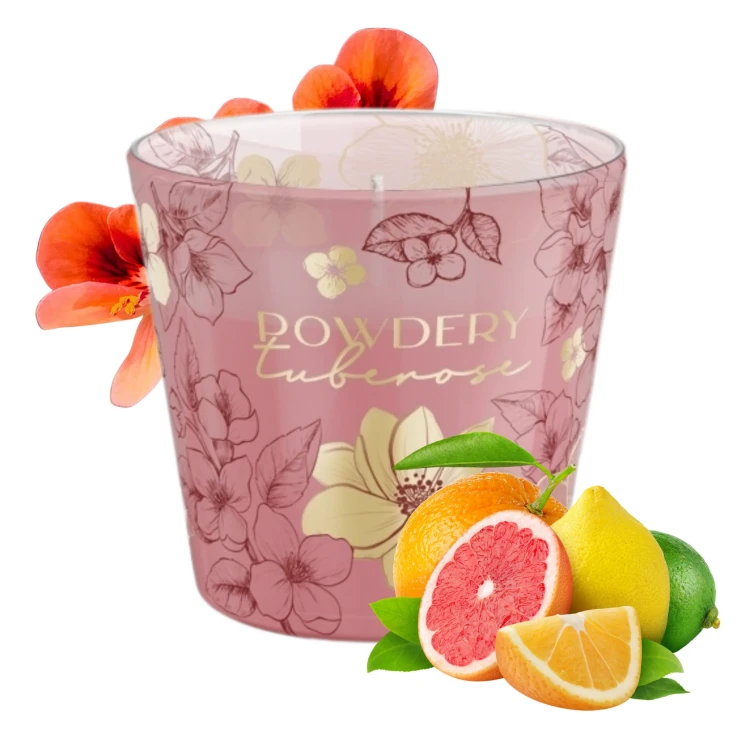 ŚWIECA ZAPACHOWA W SZKLE  FLORAL GARDEN POWDERY  115 G