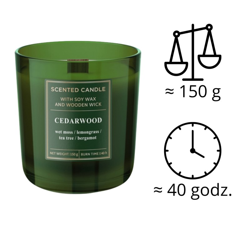 ŚWIECA ZAPACHOWA W SZKLE  WOOD CEDARWOOD  150 G