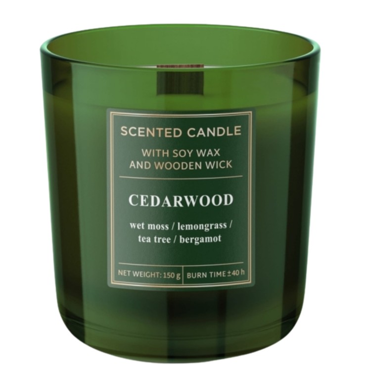 ŚWIECA ZAPACHOWA W SZKLE  WOOD CEDARWOOD  150 G