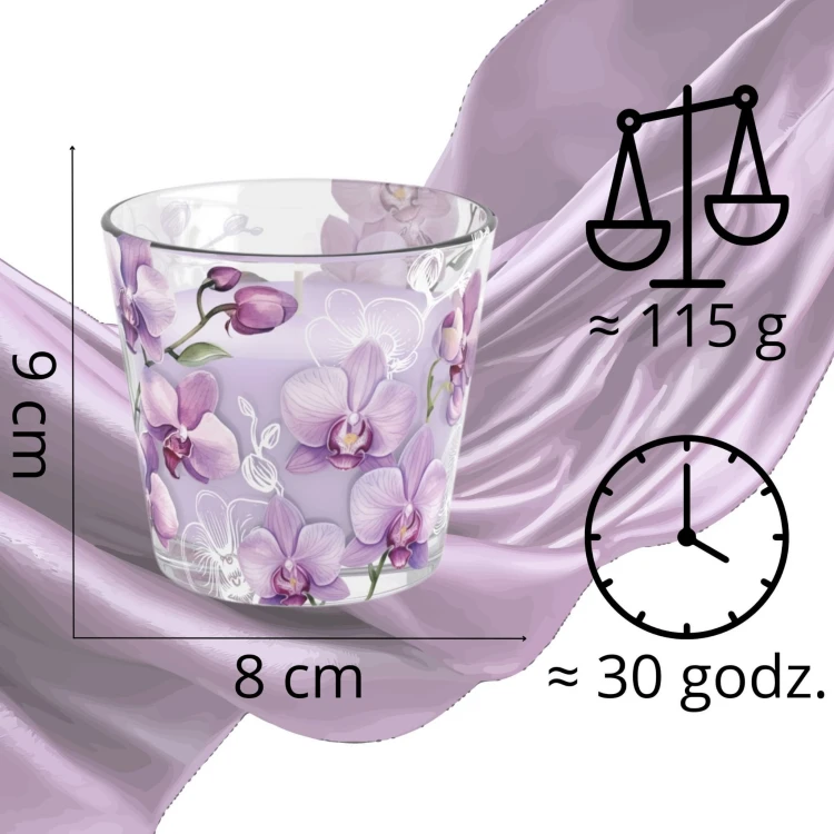 ŚWIECA ZAPACHOWA W SZKLE  ORCHID PHALAENPOSIS  115 G