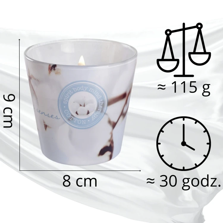 ŚWIECA ZAPACHOWA W SZKLE  WELLNESS & BEAUTY COTTON  115 G