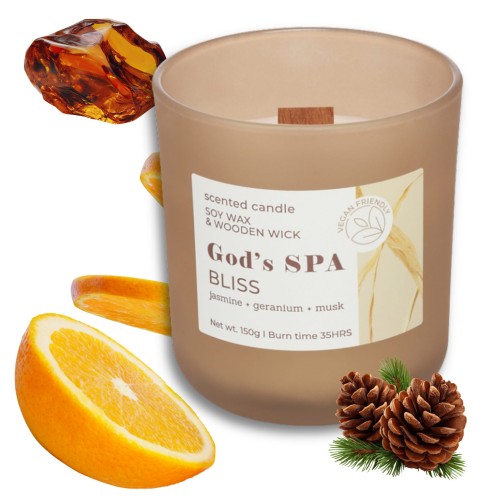 ŚWIECA ZAPACHOWA W SZKLE  GOD'S & SPA BLISS  150 G
