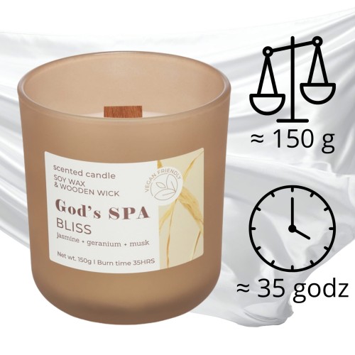 ŚWIECA ZAPACHOWA W SZKLE  GOD'S & SPA BLISS  150 G