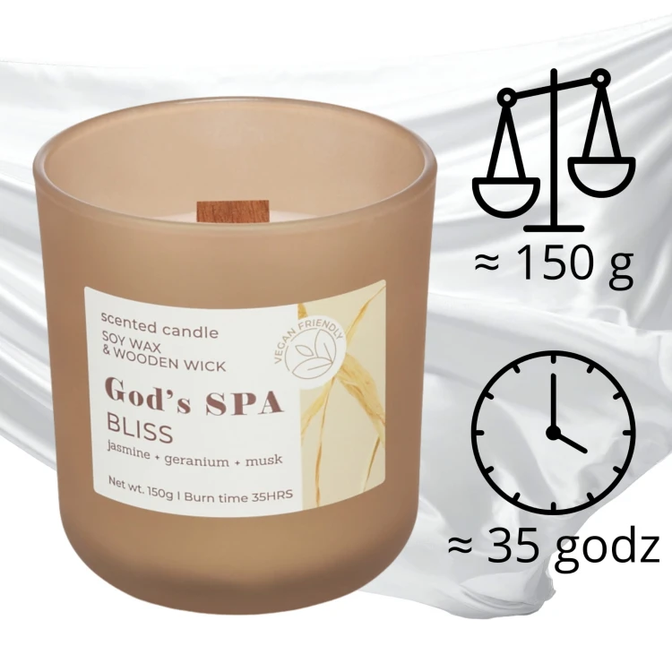 ŚWIECA ZAPACHOWA W SZKLE  GOD'S & SPA BLISS  150 G
