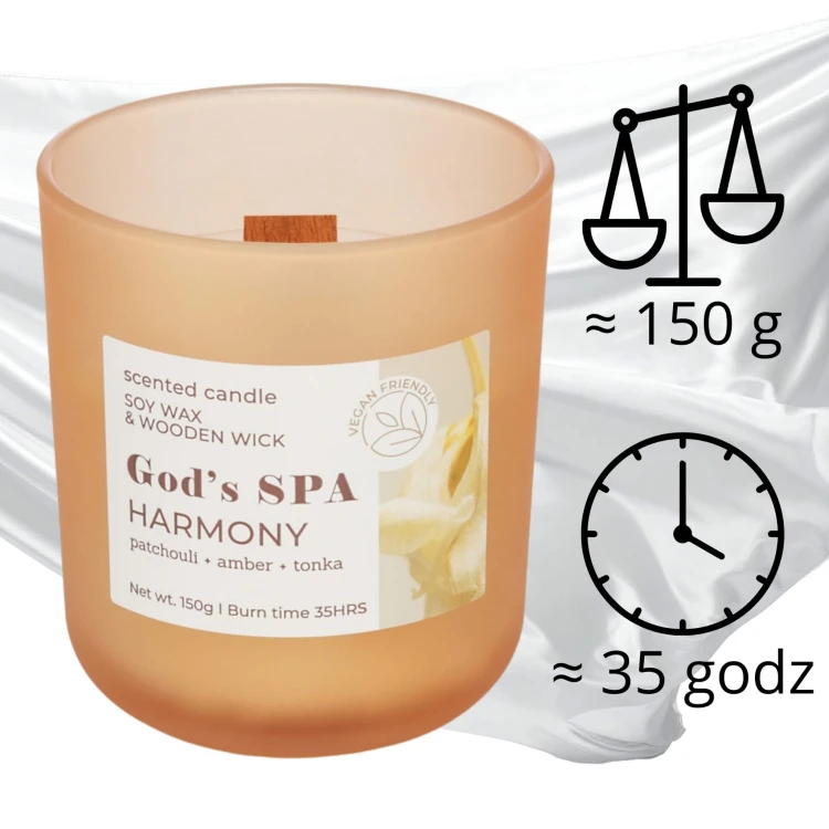 ŚWIECA ZAPACHOWA W SZKLE  GOD'S & SPA HARMONY  150 G