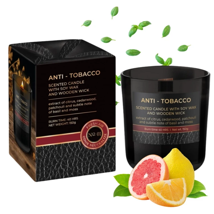 ŚWIECA ZAPACHOWA W SZKLE  ANTI TOBACCO  150 G