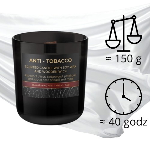 ŚWIECA ZAPACHOWA W SZKLE  ANTI TOBACCO  150 G