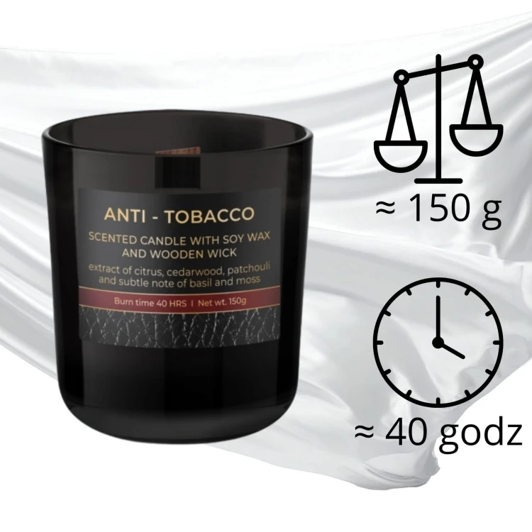 ŚWIECA ZAPACHOWA W SZKLE  ANTI TOBACCO  150 G