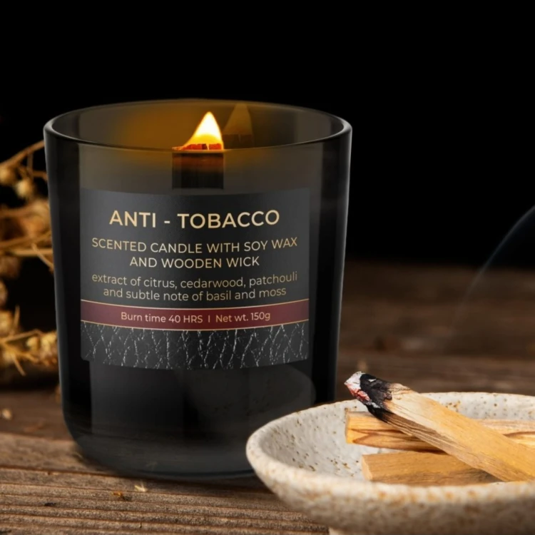 ŚWIECA ZAPACHOWA W SZKLE  ANTI TOBACCO  150 G