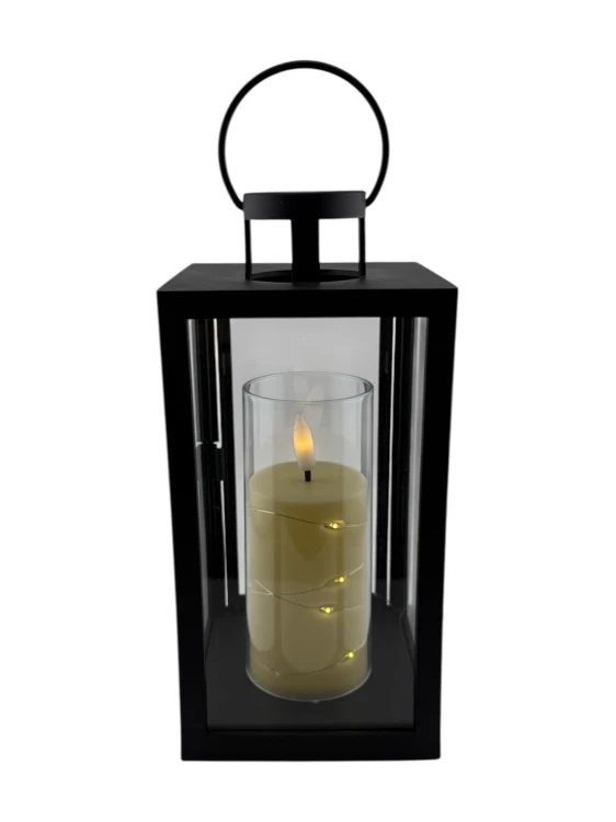 LATARENKA LED 6/23/YZE PUSTA Z DRZWICZKAMI PROSTOKĄT 21 CM - CZARNA